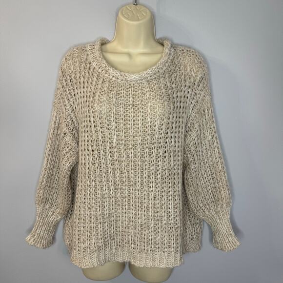 Wooden Ships Loose Knit Sweater Beige Relax Wool/Mohair Blend XS/S - Picture 1 of 10